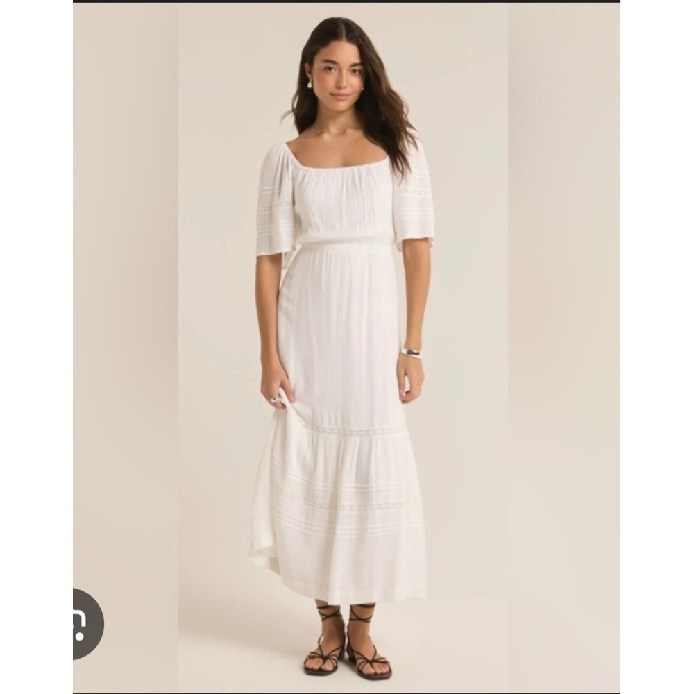 Celestial BOHO Coquette Hippie White Tiered Skirt Maxi Dress Z Supply Sz M